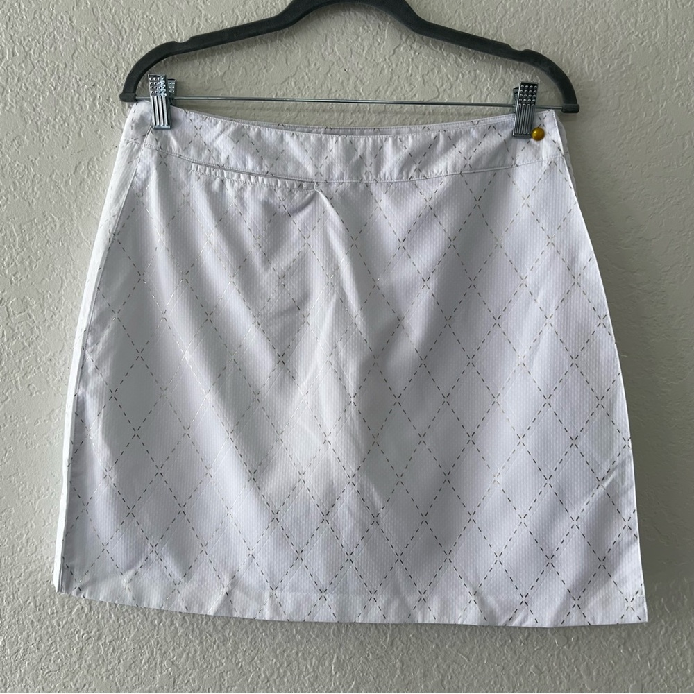 Lopez 18" White Gold Diamond Pattern‎ Wrap Skort Golf Tennis Women's Size 10